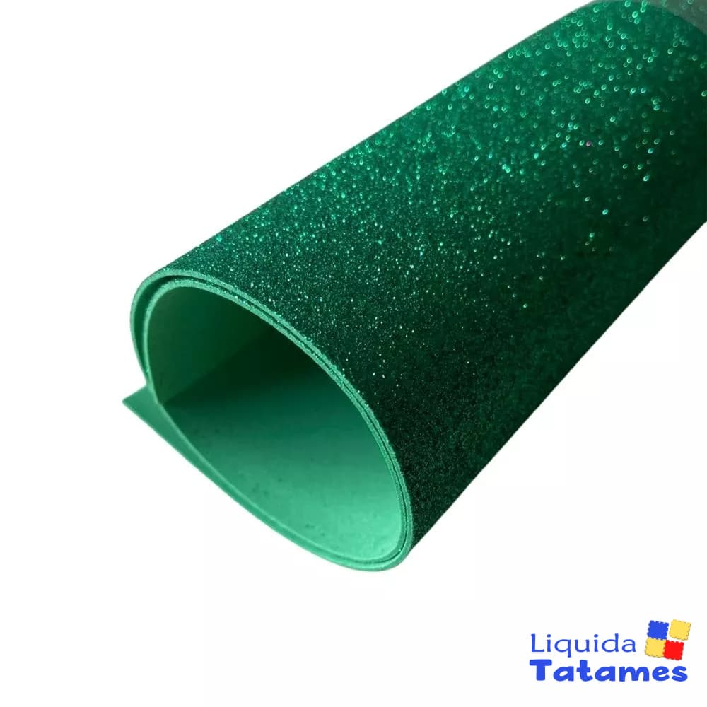 Eva com Glitter 40x48 - 10 Folhas Verde