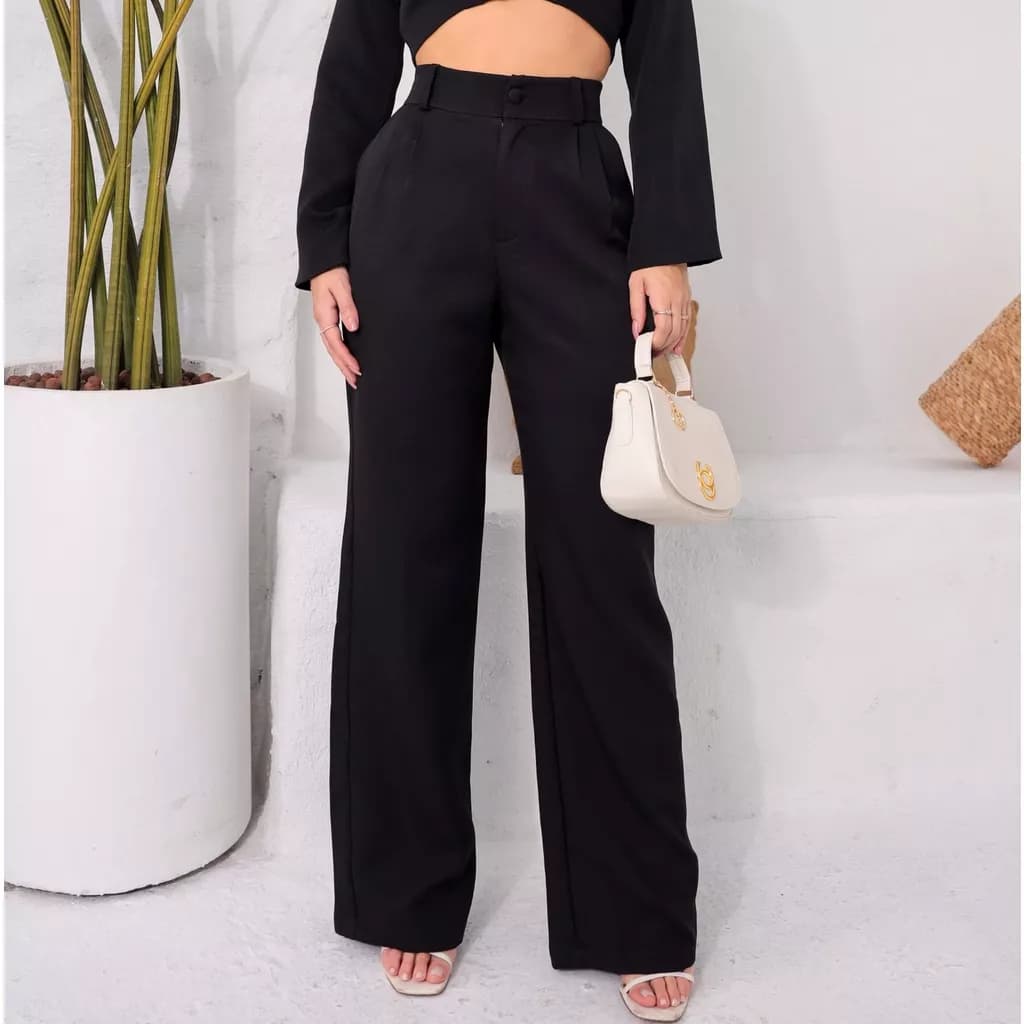 Calça de alfaiataria feminina cintura alta