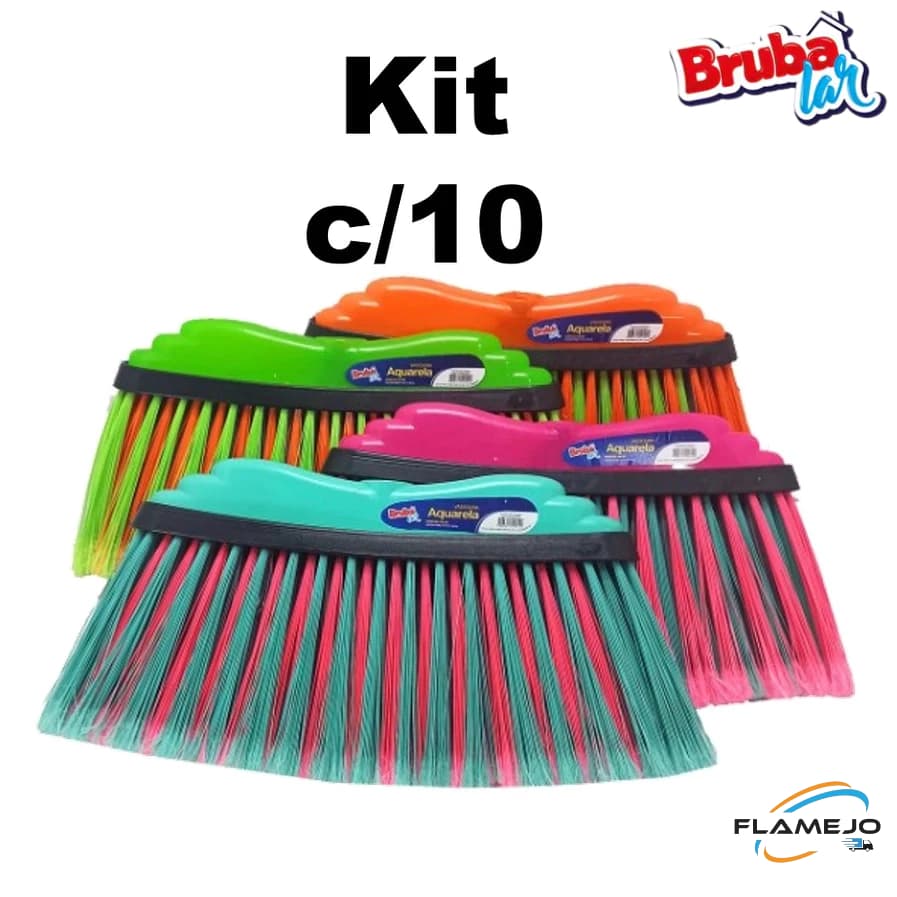 Vassoura grande 37 cm kit c/10 Unidades não acompanha cabo Brubalar