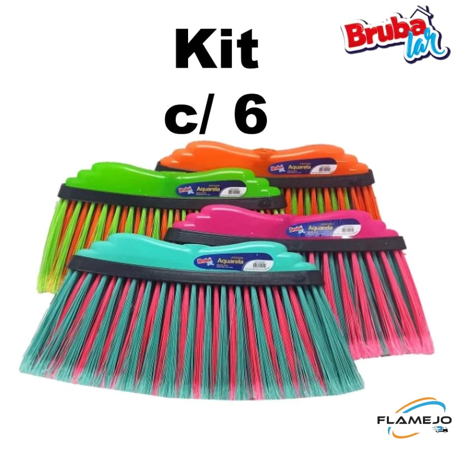Vassoura grande 37 cm kit c/ 6 Unidades não acompanha cabo Brubalar