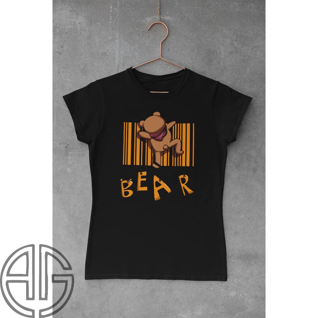 Camiseta Feminina T-shirt  Modelo Baby Look Ursinho Bear Marrom Fofo Escalando.