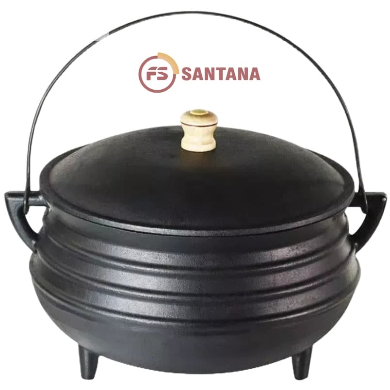 Panela Tripé Caldeirão Grande Nº 9 Ferro Fundido C/ Tampa Santana 9lts