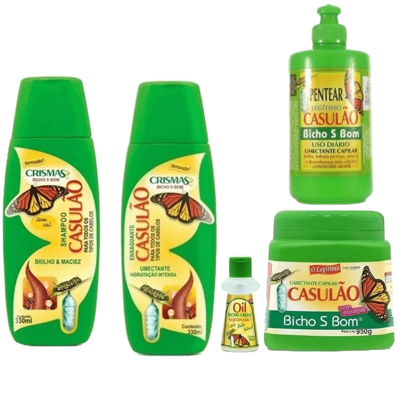 Kit Crismas Casulão Com Óleo Bicho Da Seda - 05 Itens