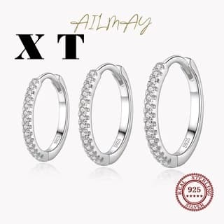 Kit 3 pares Brinco Trio Argola banhado a prata 925 com Zircônia Cravejada Dourado/Argolinhas Folheadas