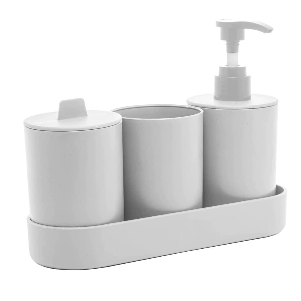 CONJUNTO PARA BANHEIRO DE BAMBU E PP  C/ 4PC OFF-WHITE - LYOR