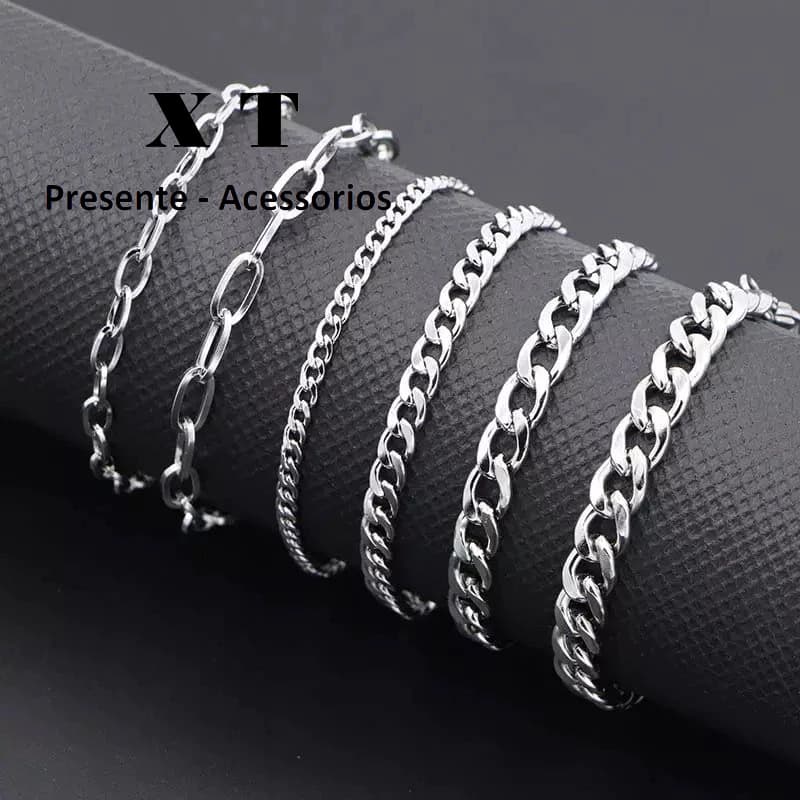 pulseira masculino de 3-5mm Pulseira moderna de aço inoxidável 316L