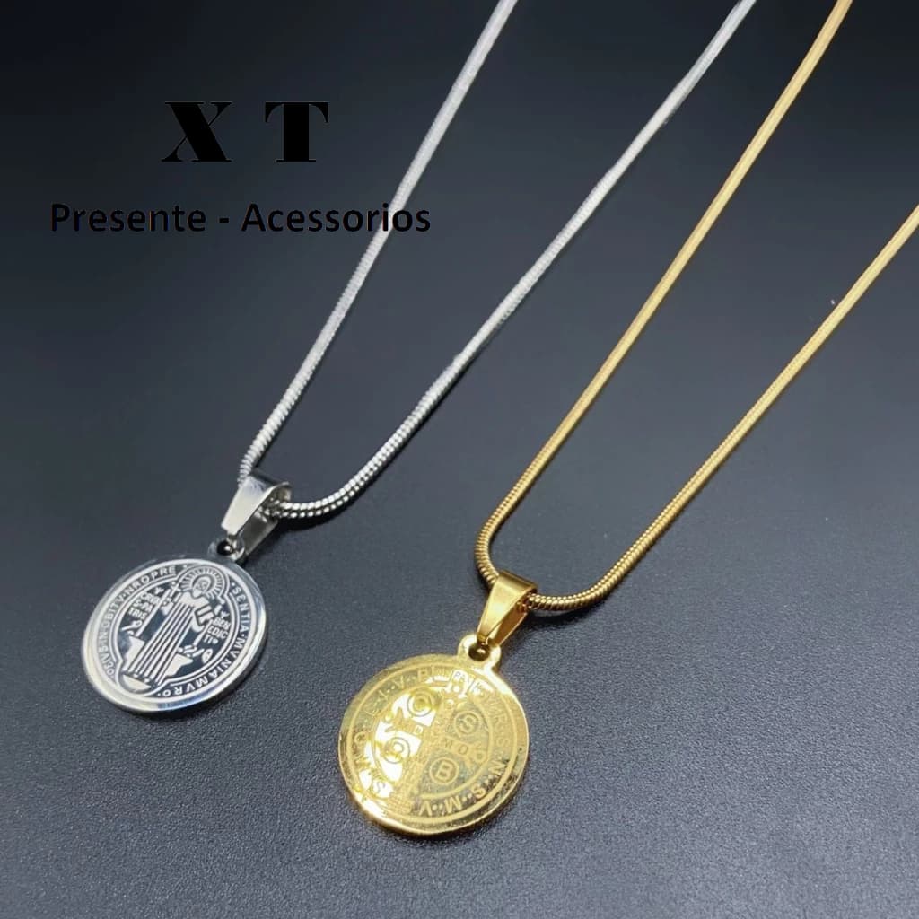 Colar Masculina/Feminina de aço inoxidável fino com pingente são Bento 316L