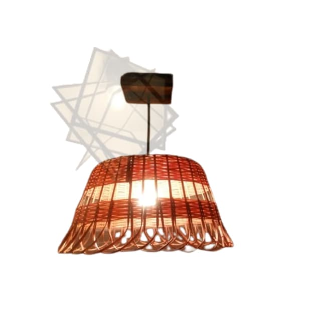 Lustre Luminária Pendente Bambu Natural Decor Boho Rustico Cappello Vazado E27 Não é Algodão nem PVC