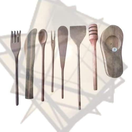 Garfo Faca Colher Garfo Espátula Pega Mel Abridor Garrafa Mine Talher Pau Madeira Petisco Kit 22 Pç