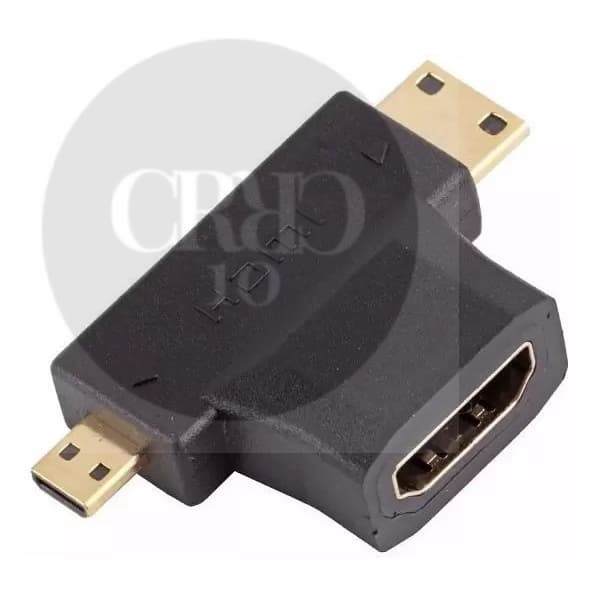 Adaptador Conector Hdmi Femea Para Mini E Micro Hdmi Macho