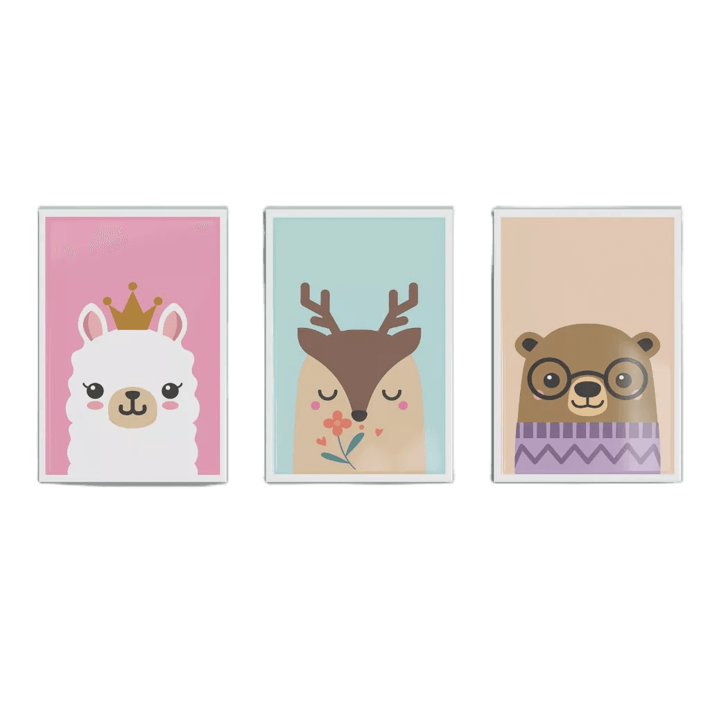 Quadros Decorativos Infantil 3 peças Safari - F4