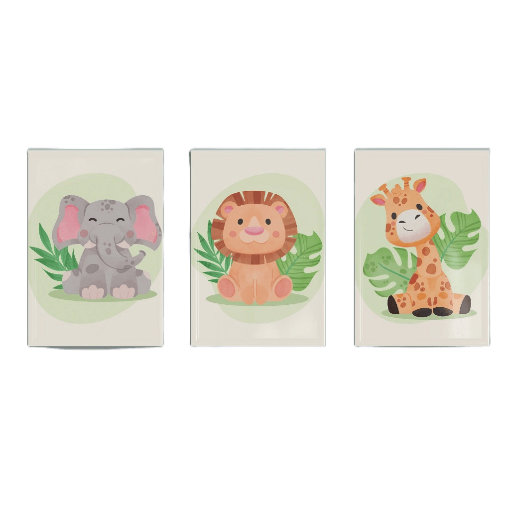 Quadros Decorativos Infantil 3 peças Safari - F2