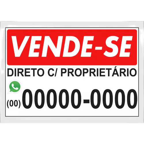 Placa De Vende 60x40 Em Pvc 2mm
