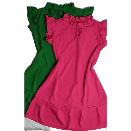 Vestido Curto Gola Franzida com manga Luxo diwa