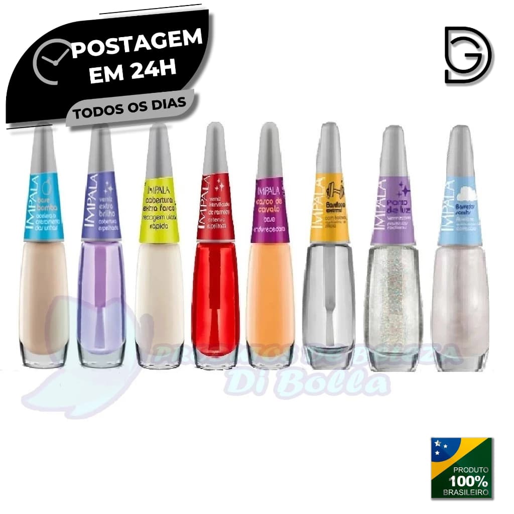 Kit C/8un Esmaltes Impala Bases Especiais Tratamentos Fosca Brilho Fortalecedora * Oferta *