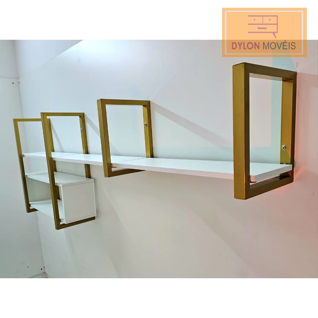 Prateleiras industrial kit glamour DOURADO 2 suportes 67X25 e 2 suportes 30x25 capacidade 50kilos