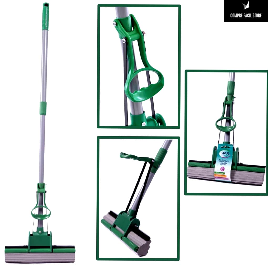 Esfregão Mop Rodo Magico Prático Eficiente para Limpeza em Geral Rodo Eficiente Vassoura Mágica Esfregão De Limpeza