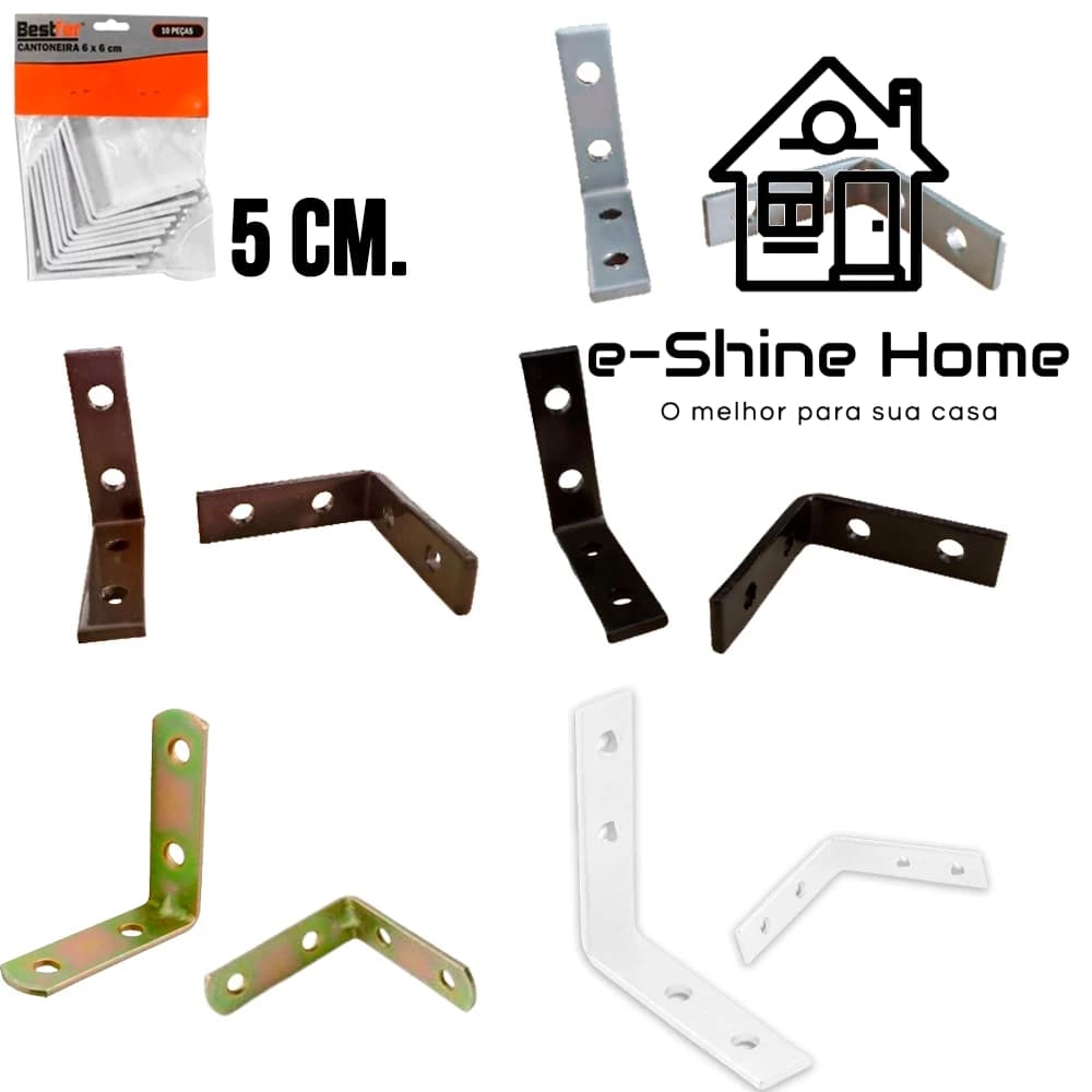 Mini Cantoneira L Mão Francesa 5 x 5 cm. Reforçada Kit 10 Unidades Reforço Móveis