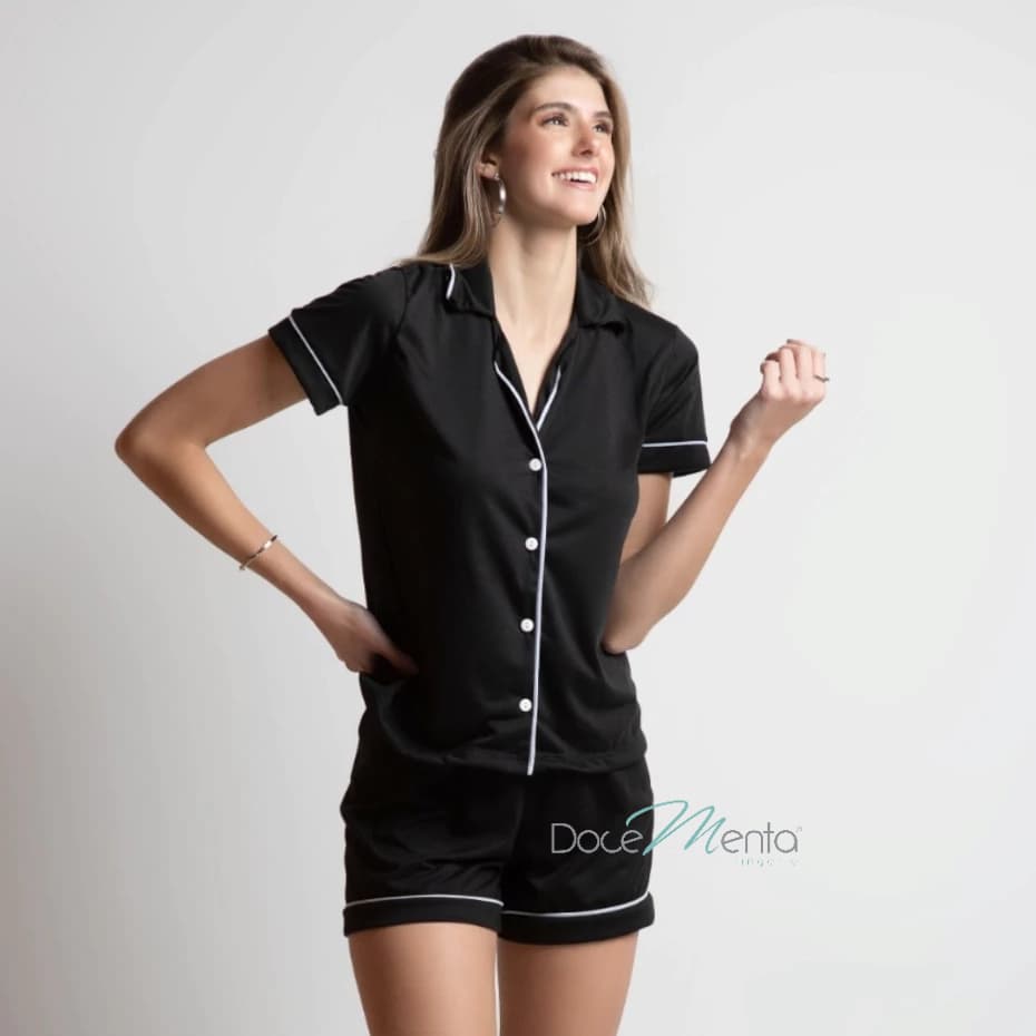 Conjunto Baby Dool Feminino Pijama Feminino Curto Short Doll Amamentação Americano de Botão Conjunto