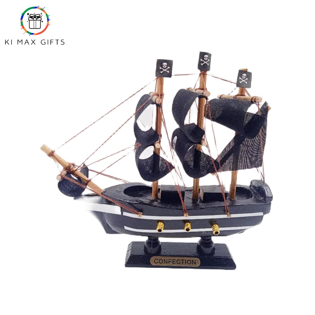 Barco Caravela Pirata 15cm Madeira Miniatura Decoração