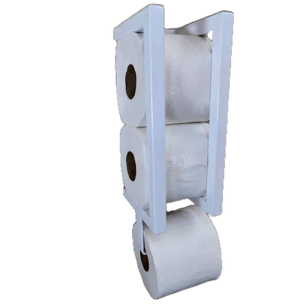 Suporte Porta Papel Higiênico, Estilo Industrial. Pintura Eletrostática, Branco. Para 3 Rolos.