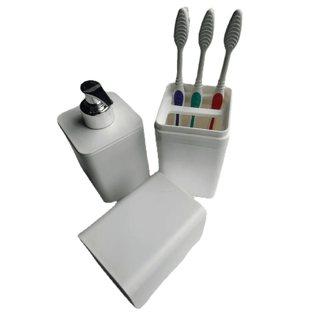 Conjunto Porta Sabonete Líquido e Creme Dental Stolf Smile Branco