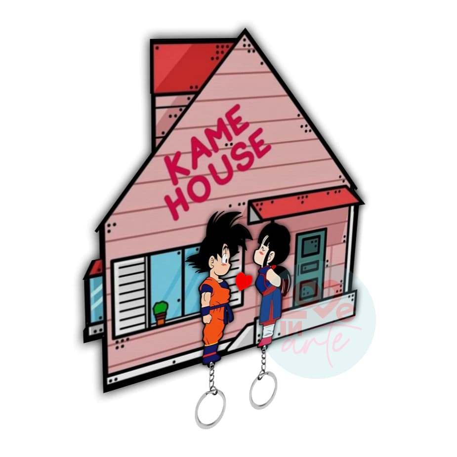 Porta Chaveiro Dragon Ball MDF 3mm Colorido - Goku, Chici, Decoração, Apartamento, Casal, Dia dos namorados