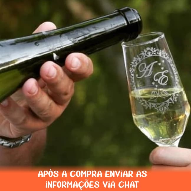 KIT - 12 Taças de Champanhe SM 186ml - Vidro - Personalizada (TRANSPARENTE)