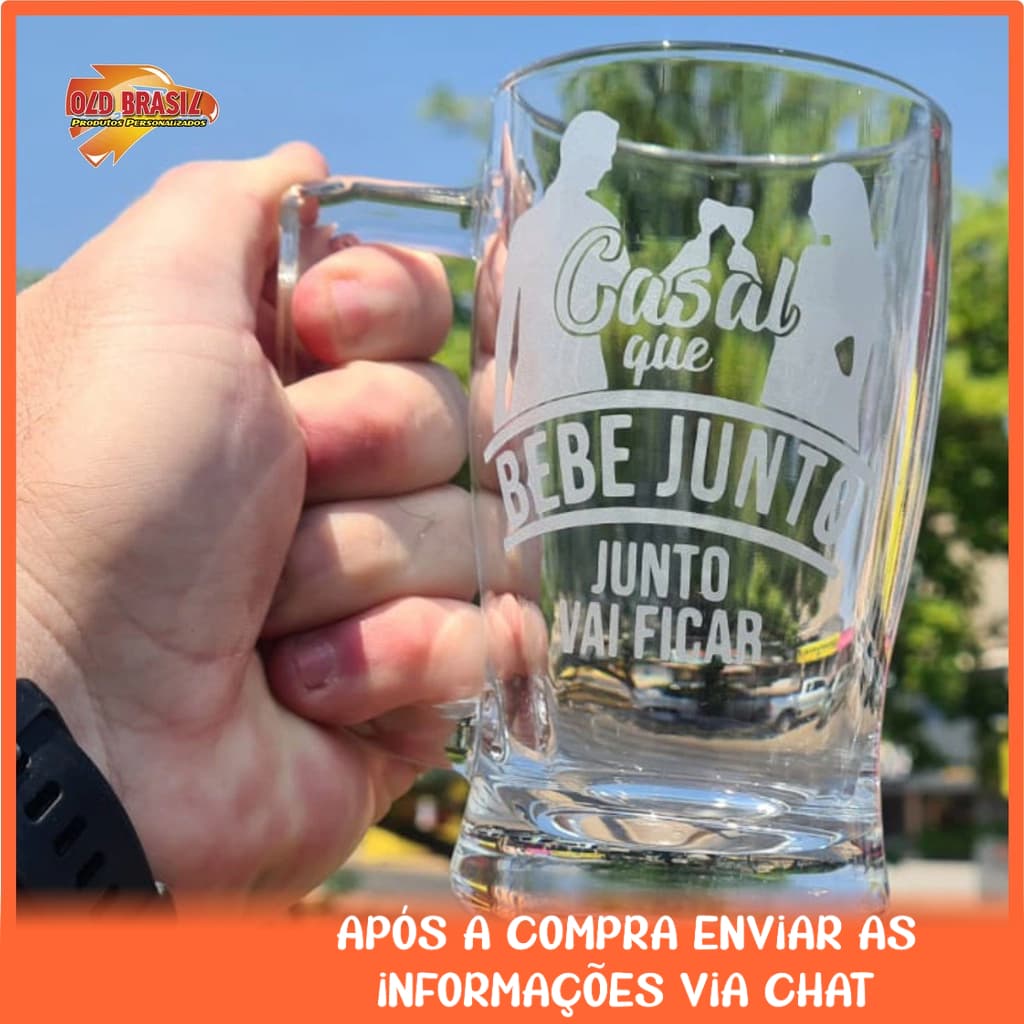 KIT 10 UND - Caneca de chopp 340ml - Vidro - Personalizada (TRANSPARENTE)