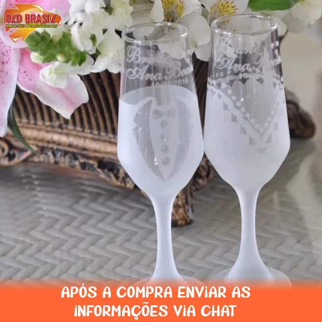 Par - Taça de Champanhe Terno e Vestido 186ml - Vidro - Personalizada (FOSCA)