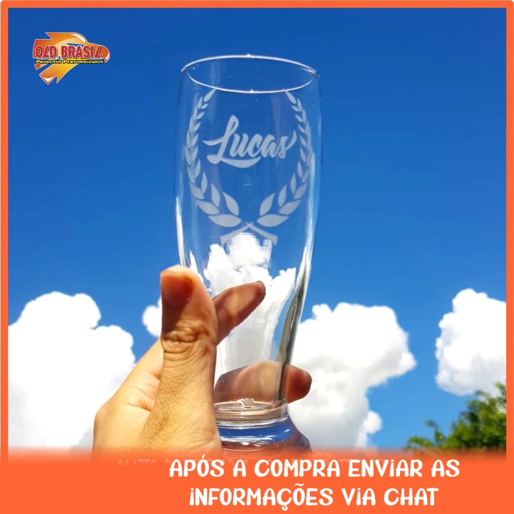 Kit 11 und. Tulipa de Chopp 320 ml - VIDRO- Personalizada (TRANSPARENTE)