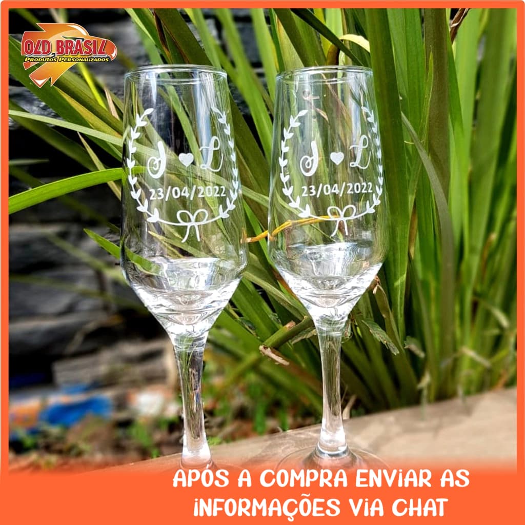 KIT 35 und. Taça de Champanhe SM 186ml - Vidro - Personalizada (TRANSPARENTE)