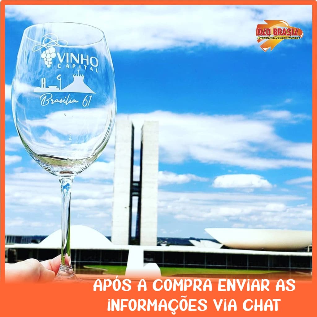 KIT - 10 Taças de Vinho 580ml - Cristal - Personalizada (TRANSPARENTE)