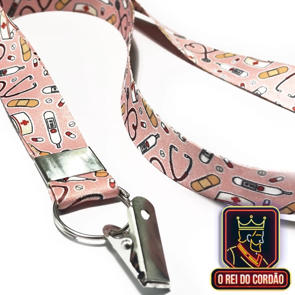 Cordão para crachá com o tema Enfermagem e Jacaré