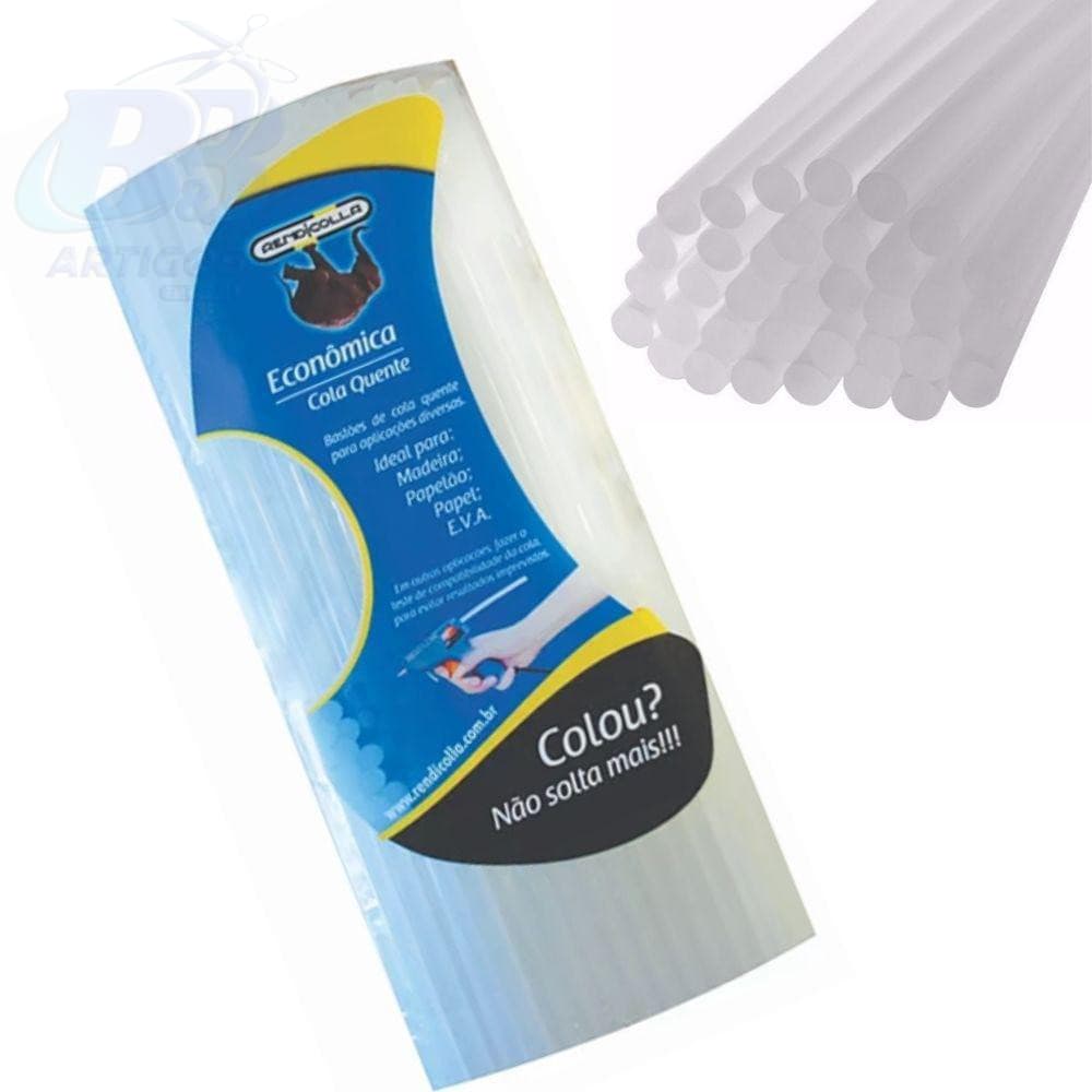 Bastao Cola Quente Grosso, Semi transparente Rendicolla 1kg.