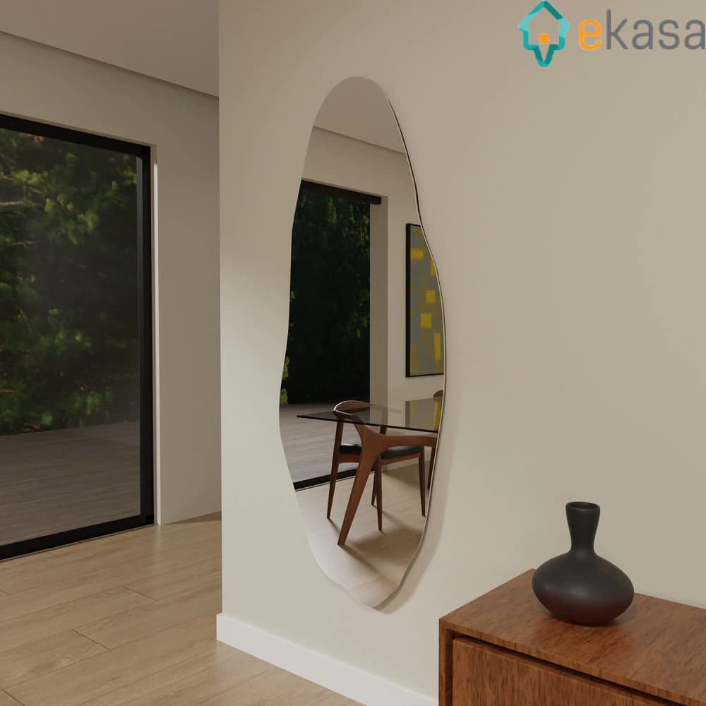 Espelho Orgânico 115cm x 60cm E05 Decorativo Lançamento Lapidado Salão Quarto Banheiro Sala Luxo