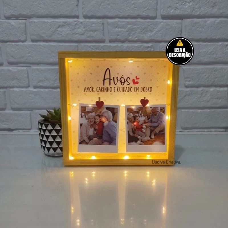 Porta Retrato Led Avós | Acompanha fotos