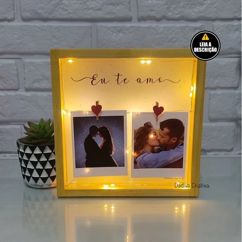 Porta Retrato Led Eu Te Amo | Acompanha fotos