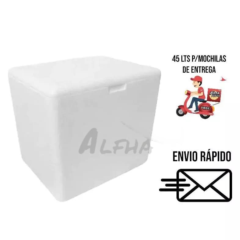 Caixa de Isopor 45 litros padrão para Mochilas de entregas