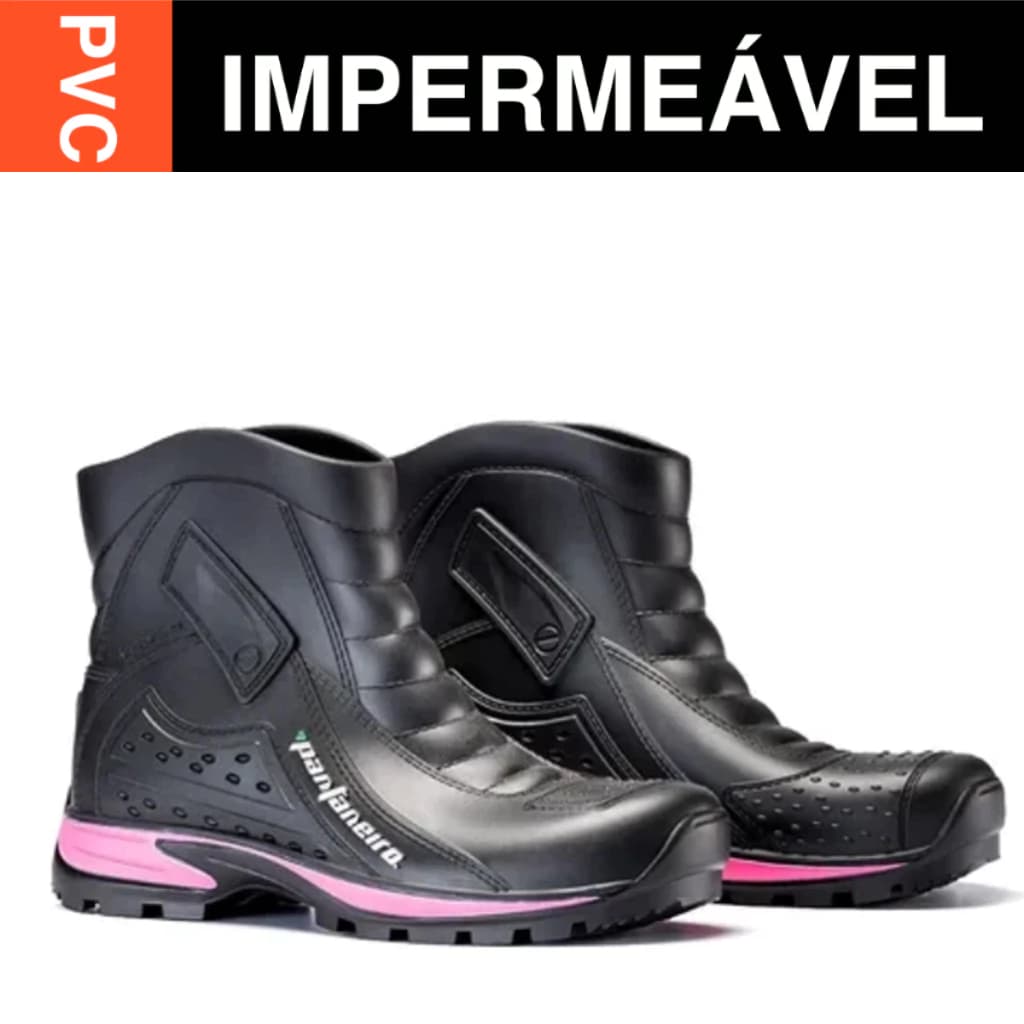 Bota Impermeável Pvc Para Motociclista Pantaneiro Rosa