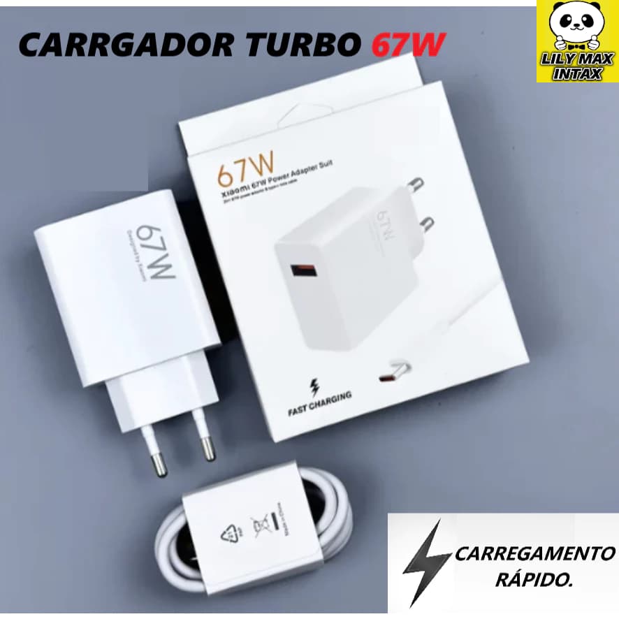 Fonte Usb Carregador para tudos celularea 67w Usb C Turbo, Carregador Compatível 67W Cabo De Dados Tomada comFonte Turbo