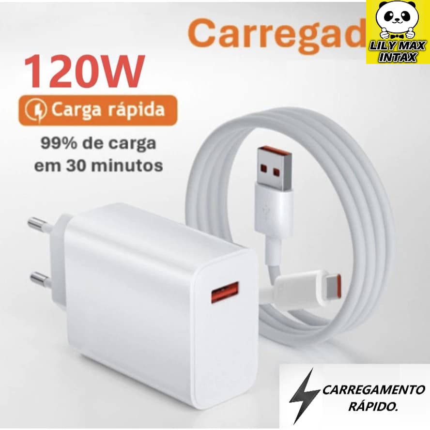 Fonte Usb Carregador Ultra Rápido 120w Usb C Turbo, Carregador Turbo 120w