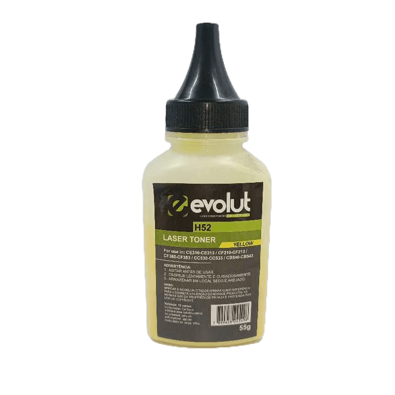 Refil Pó de Toner Coloridos Evolut HP Universal 55g Amarelo