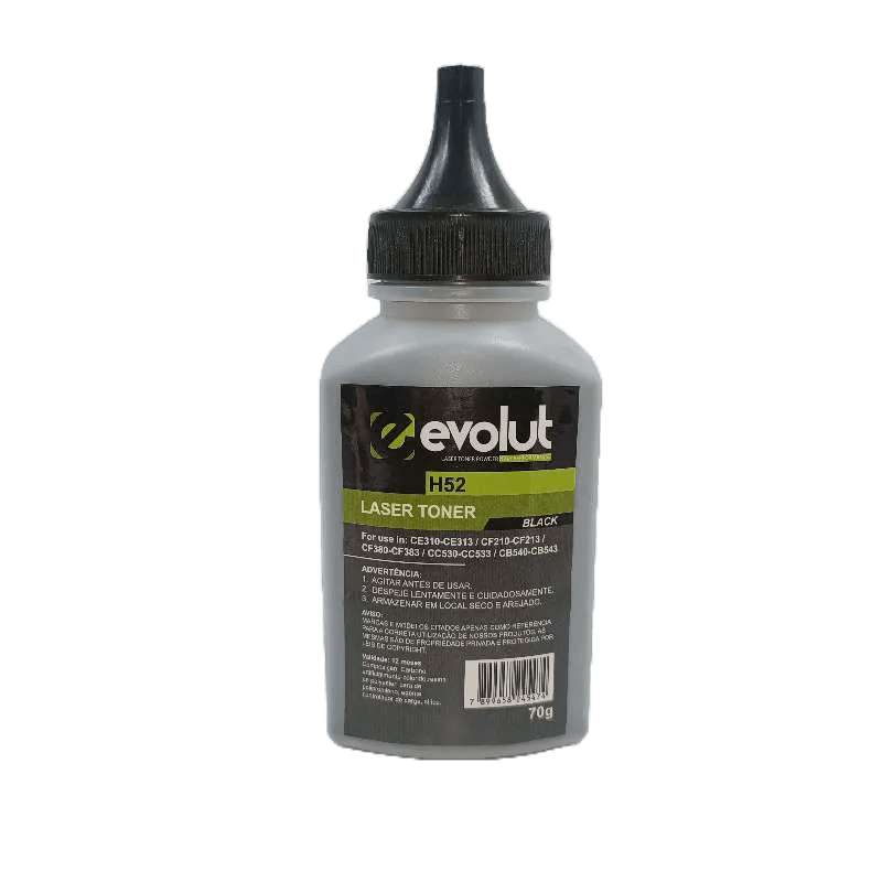 Refil Pó de Toner Coloridos Evolut HP Universal 55g Preto