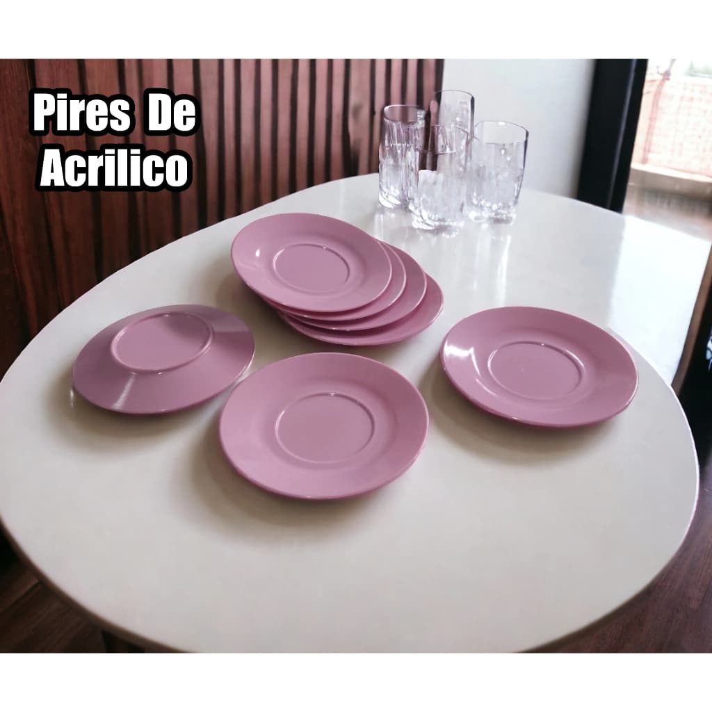 5 Pires Acrílico Rosa Bebe Café Cozinha 12cm