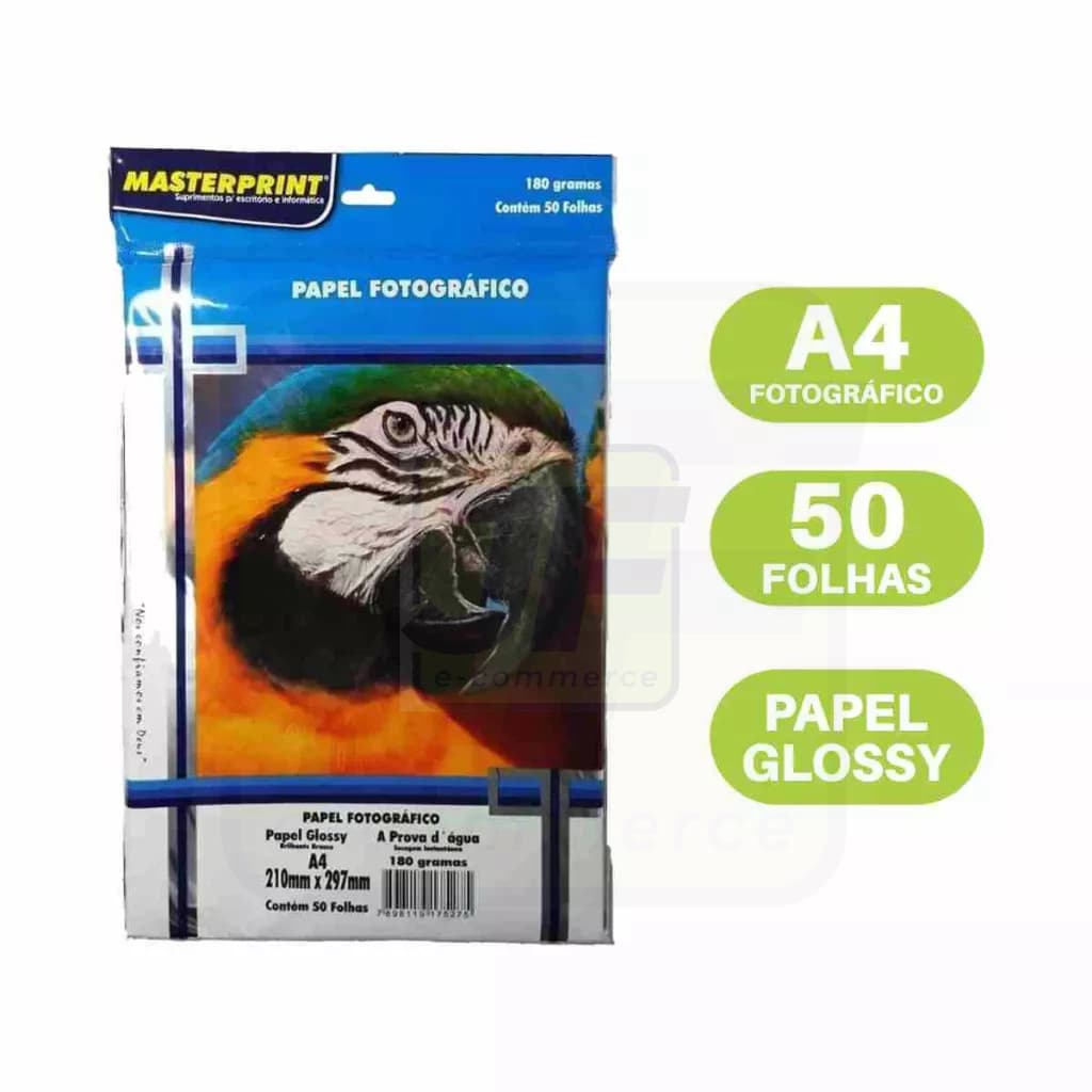 Papel Fotográfico Glossy 180g 50 folhas A4 Papel Foto À Prova D'água MasterPrint
