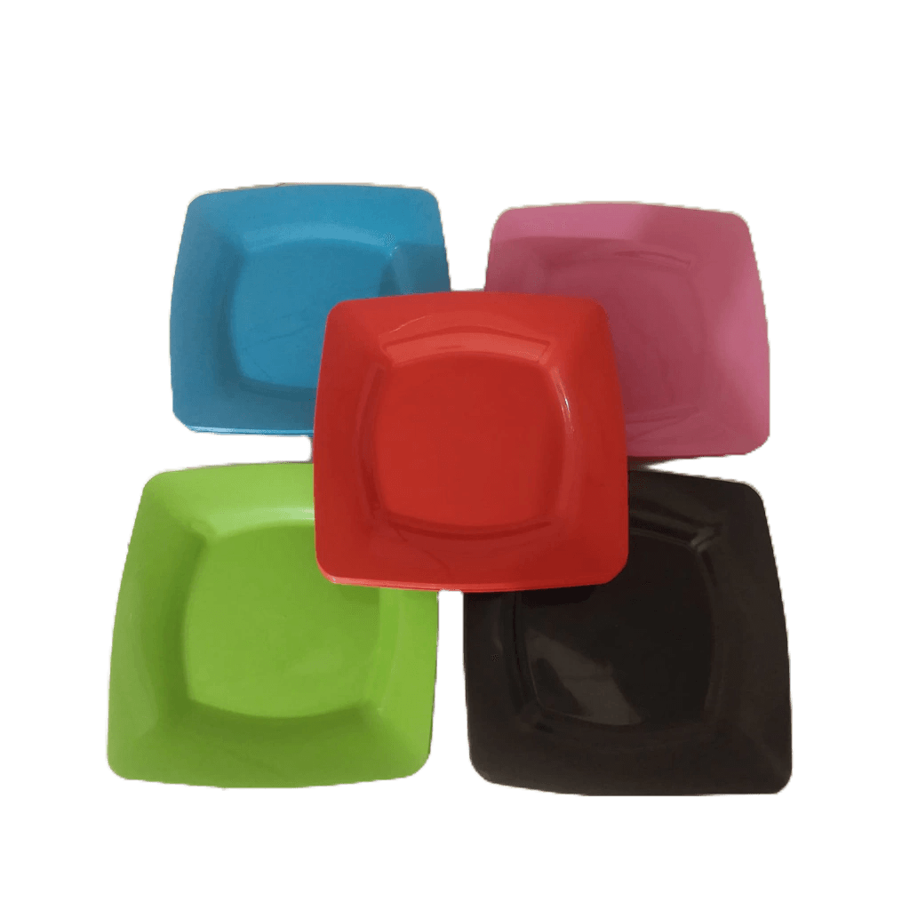 Pratos Quadrados Kit Com 5 Pratos Quadrados Cores Lindas Vibrantes