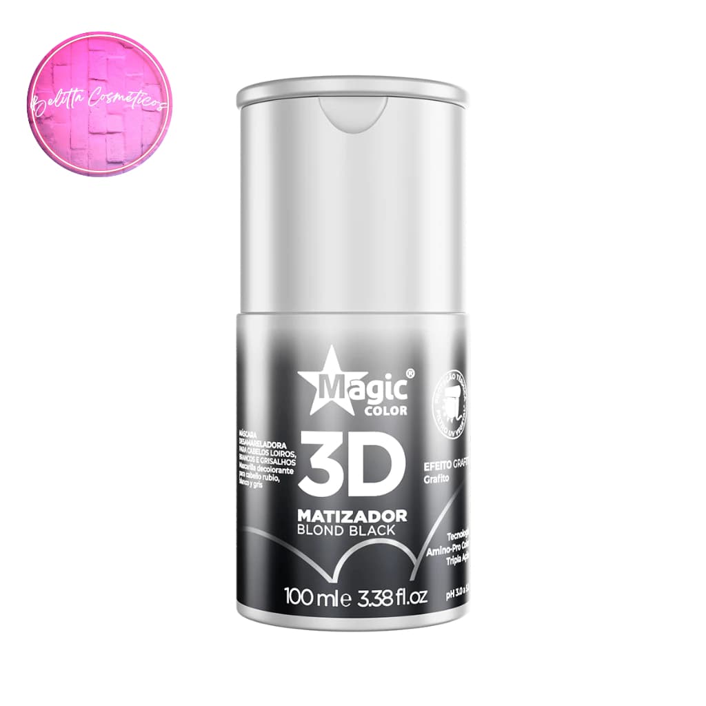 Mini Matizador Magic Color 3D Blond Black Efeito Grafite 100ml Fortalecimento Nutrição Maciez Brilgo