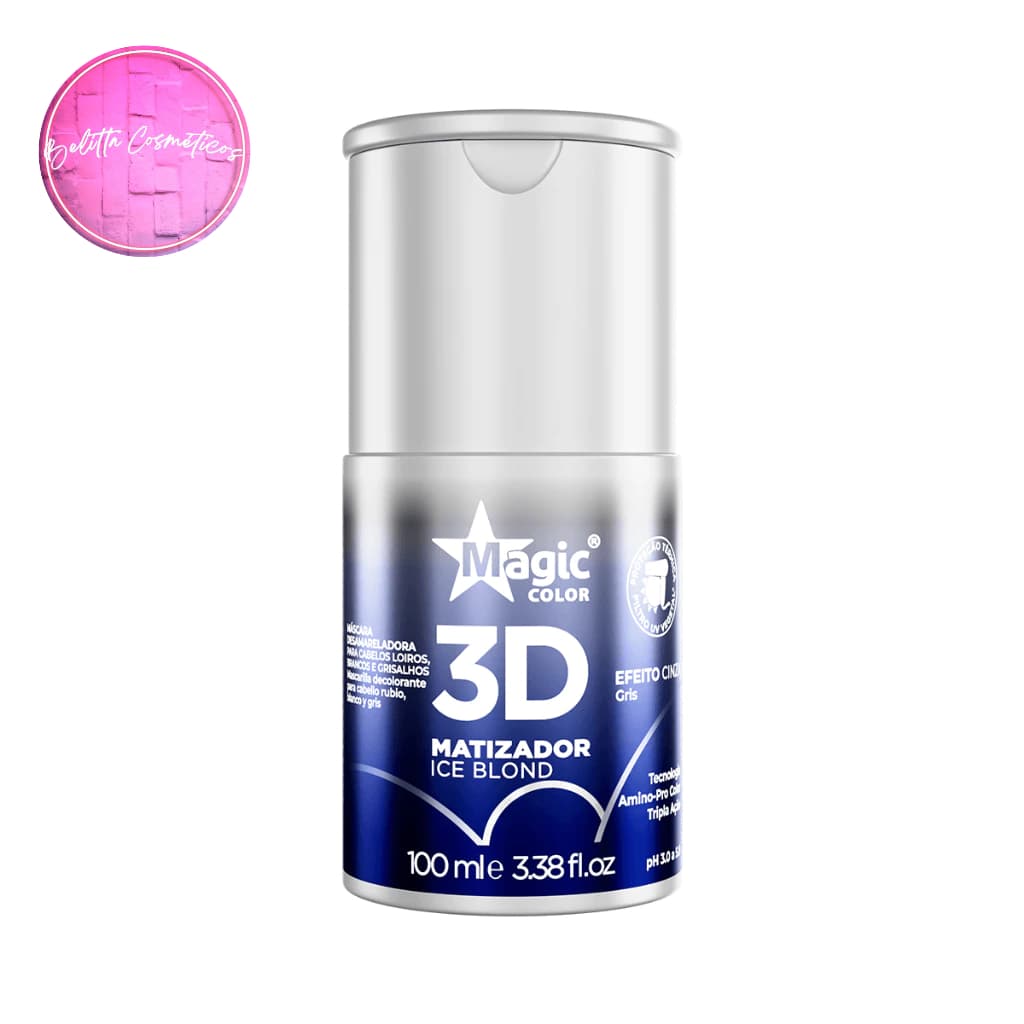 Mini Matizador Magic Color 3D Ice Blond - Efeito Cinza 100ml Fortalecimento Nutrição Brilho Maciez