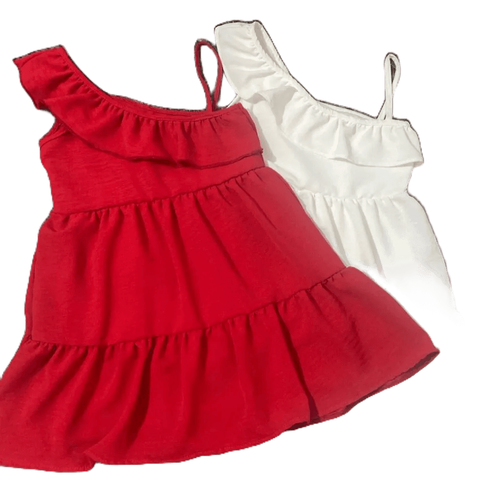 Vestido Infantil Manga Com Babado E Alcinha Tecido Duna Forrado Tendência Verão